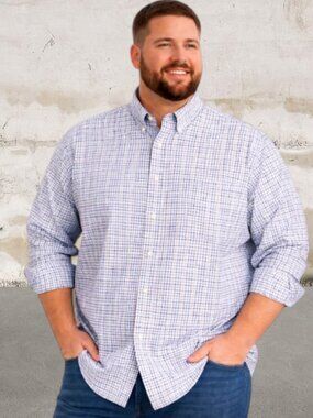 Orvis Men's Striped Plaid Button Up Shirt Size XL